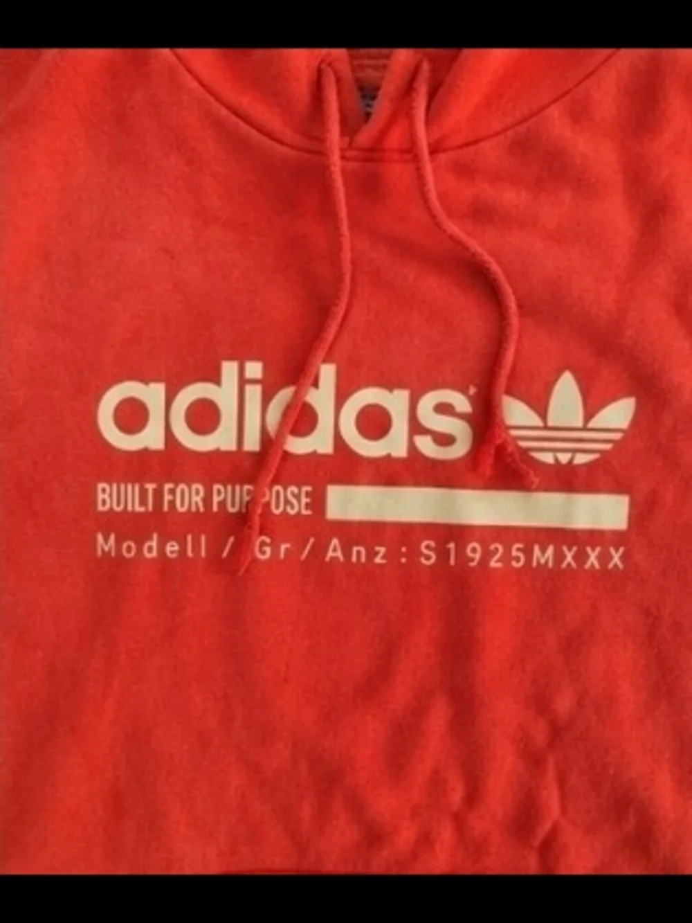 Adidas Orange Pullover Hoodie with Trefoil Logo - Picture 4 of 5